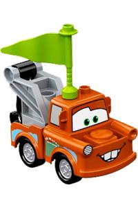 Duplo Tow Mater - Light Bluish Gray Hook Base, Silver Wheels, Lime Flag crs044