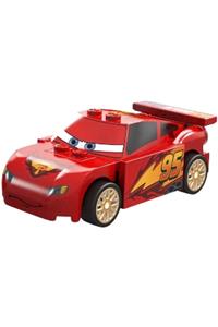 Lightning McQueen - Lightning McQueen with a Piston Cup hood, white and gold wheels, red 2 x 8 plate, and 3 green 1 x 2 plates - crs095