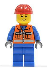 Construction Worker - Orange Zipper, Safety Stripes, Blue Arms, Blue Legs, Red Construction Helmet cty0009