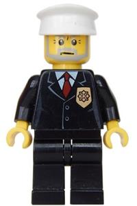 Police - City Suit with Red Tie and Badge, Black Legs, White Hat cty0012