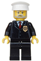 Police - City Suit with Red Tie and Badge, Black Legs, White Hat - cty0012