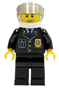 Police - City Suit with Blue Tie and Badge, Black Legs, White Helmet, Trans-Black Visor, Scowl cty0013