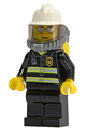 Firefighter with reflective stripes, white fire helmet, silver sunglasses, black legs, and breathing neck gear with air tanks - cty0018
