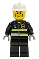 Fire - Reflective Stripes, Black Legs, White Fire Helmet, Cheek Lines, Dark Bluish Gray Hands - cty0020