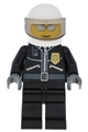 Police - City Leather Jacket with Gold Badge, White Helmet, Trans-Black Visor, Silver Sunglasses - cty0027