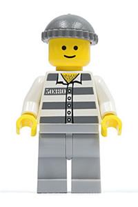 Police - Jail Prisoner 50380 Prison Stripes, Light Bluish Gray Legs, Dark Bluish Gray Knit Cap cty0028