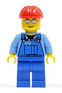 Overalls with Tools in Pocket Blue, Red Construction Helmet, Silver Sunglasses cty0029