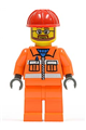 Construction Worker - Orange Zipper, Safety Stripes, Orange Arms, Orange Legs, Red Construction Helmet, Beard and Glasses - cty0032