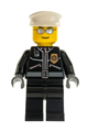 Police - City Leather Jacket with Gold Badge, White Hat, Silver Sunglasses - cty0039