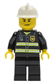 Fire - Reflective Stripes, Black Legs, White Fire Helmet, Angry Eyebrows - cty0044