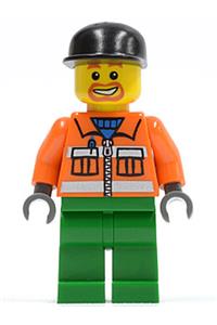 Sanitary Engineer Minifigure - Sanitary Engineer with green legs and beard around the mouth - cty0046