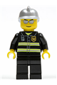 Firefighter with reflective stripes, wearing silver fire helmet, sunglasses, and black legs - cty0047