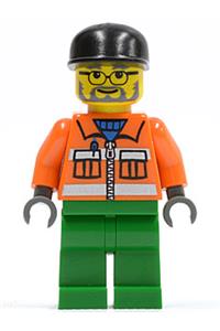 Sanitary Engineer Minifigure - Sanitary Engineer 2 with green legs, wearing glasses and beard - cty0049