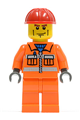 Construction Worker - Orange Zipper, Safety Stripes, Orange Arms, Orange Legs, Red Construction Helmet - cty0052