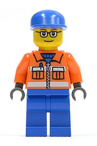 Ground Crew - Orange Zipper, Safety Stripes, Orange Arms, Blue Legs, Blue Cap, Glasses cty0053