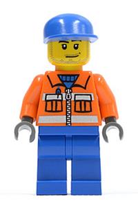 Ground Crew - Orange Zipper, Safety Stripes, Orange Arms, Blue Legs, Blue Cap, Smirk and Stubble Beard cty0054