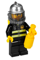Firefighter - Reflective Stripes, Black Legs, Silver Fire Helmet, Beard and Glasses, Yellow Airtanks - cty0057