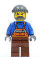 City worker with safety stripe orange overalls, reddish brown legs, and a dark bluish gray knit cap - cty0064