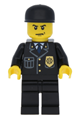 Police officer in a city suit with a blue tie and badge, black legs, and a black cap - cty0067