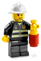 Fireman - Reflective Stripes, Black Legs, White Fire Helmet, Smirk and Stubble Beard - cty0093