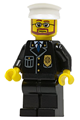 Police - City Suit with Blue Tie and Badge, Black Legs, White Hat, Beard and Glasses - cty0097