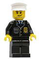 Police - City Suit with Blue Tie and Badge, Black Legs, White Hat, Smirk and Stubble Beard - cty0099