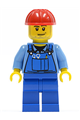 Overalls with Tools in Pocket Blue, Red Construction Helmet, Smirk and Stubble Beard - cty0104