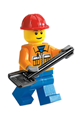 Construction Worker - Orange Zipper, Safety Stripes, Orange Arms, Blue Legs, Red Construction Helmet - cty0105