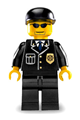 Police officer wearing a city suit with a blue tie and badge, black legs, sunglasses, and a black cap - cty0106