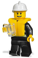 Firefighter - Reflective Stripes, Black Legs, White Fire Helmet, Thin Grin with Teeth, Life Jacket - cty0116b