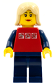 Red Shirt with 3 Silver Logos, Dark Blue Arms, Dark Blue Legs, Tan Female Hair - cty0119