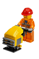 Construction Worker - Orange Zipper, Safety Stripes, Orange Arms, Orange Legs, Dark Bluish Gray Hips, Red Construction Helmet, Brown Moustache - cty0124