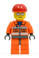 Construction Worker - Orange Zipper, Safety Stripes, Orange Arms, Orange Legs, Dark Bluish Gray Hips, Red Construction Helmet, Silver Sunglasses - cty0125