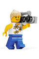 Minifigure with a tan ponytail, wearing yellow flowers, and blue legs - cty0130