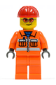 Construction Worker - Orange Zipper, Safety Stripes, Orange Arms, Orange Legs, Red Construction Helmet, Orange Glasse - cty0132