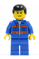 City Mechanic in blue jacket with pockets and orange stripes, blue legs, black male hair - cty0139
