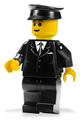 Person in a black suit with a black police hat, brown eyebrows, and a thin grin - cty0145
