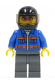 Blue Jacket with Pockets and Orange Stripes, Dark Bluish Gray Legs, Black Helmet, Orange Sunglasses - cty0151