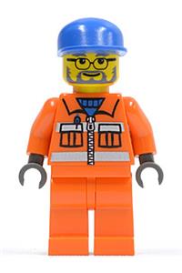 Sanitary Engineer Minifigure - Sanitary Engineer 3 with orange legs, glasses, and beard - cty0158
