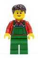 Overalls Farmer Green, Dark Brown Short Tousled Hair - cty0161