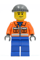 Construction Worker - Orange Zipper, Safety Stripes, Orange Arms, Blue Legs, Dark Bluish Gray Knit Cap - cty0168