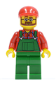 Overalls Farmer Green, Red Short Bill Cap, Beard and Glasses - cty0170