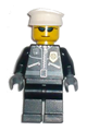 Police - City Leather Jacket with Gold Badge, White Hat, Dark Blue Sunglasses - cty0174
