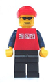 Pilot - Red Shirt with 3 Silver Logos, Dark Blue Arms, Black Legs, Red Short Bill Cap, Glasses - cty0175
