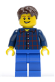 Limo Driver - Plaid Button Shirt, Blue Legs, Dark Brown Short Tousled Hair - cty0177