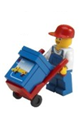 Worker - Overalls Blue over V-Neck Shirt, Blue Legs, Red Short Bill Cap, Glasses - cty0178