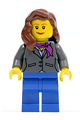 Dark Bluish Gray Jacket with Magenta Scarf, Blue Legs, Reddish Brown Female Hair over Shoulder - cty0185