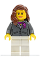 Dark Bluish Gray Jacket with Magenta Scarf, White Legs, Reddish Brown Female Hair over Shoulder - cty0187