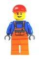 Overalls with Safety Stripe Orange, Orange Legs, Red Short Bill Cap, Open Grin - cty0188