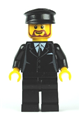 Suit Black, Black Police Hat, Brown Beard Rounded - Tram Driver - cty0189